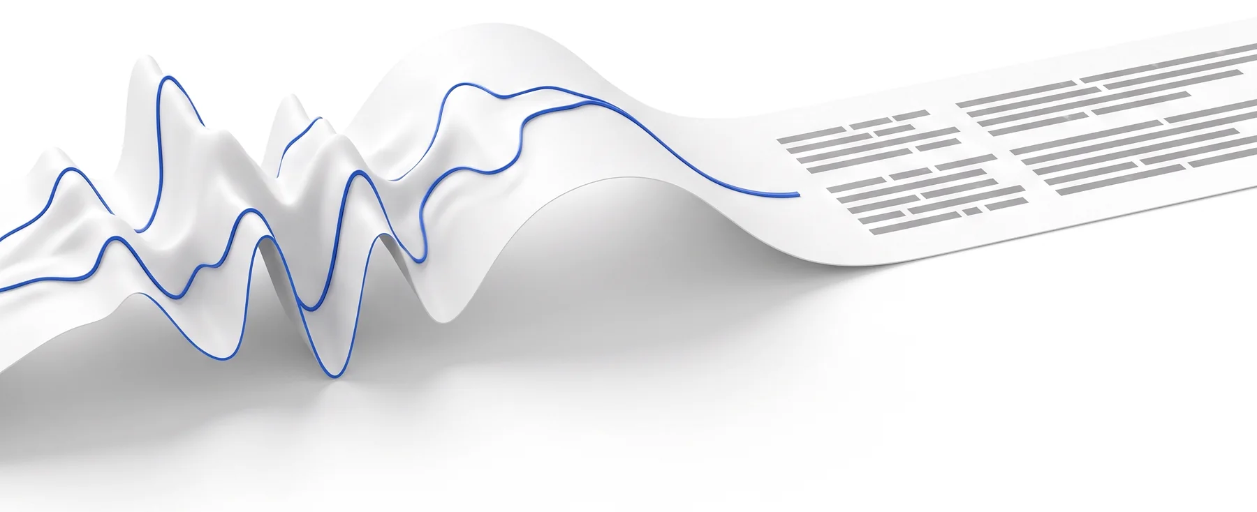 Un ruban de papier : une onde sonore et des lignes de texte.